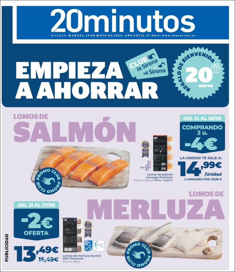 Portada de 20 Minutos - Madrid (Espa&ntilde;a)