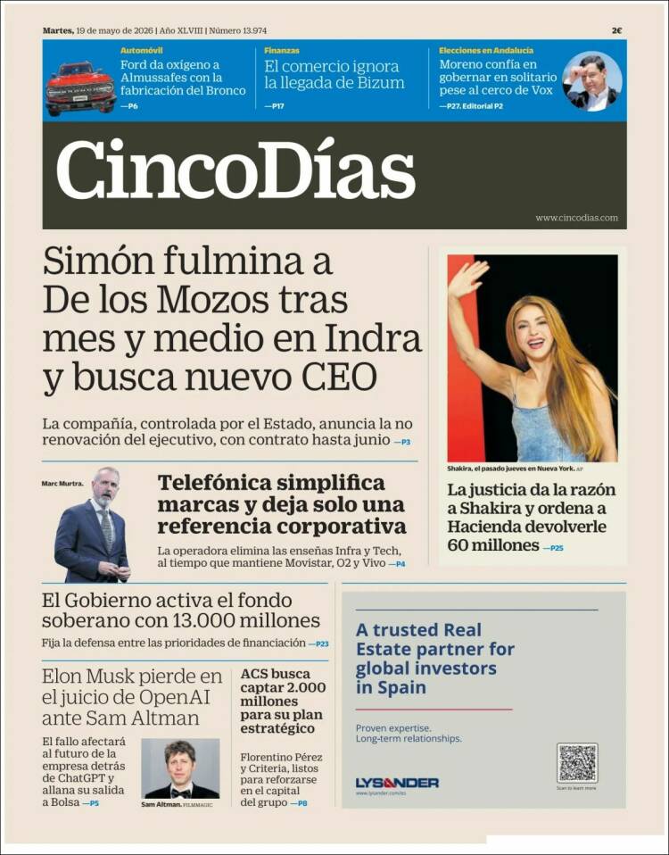 Portada de Cinco Días (Espa&ntilde;a)