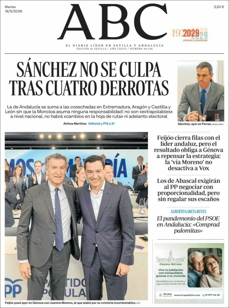 Portada de ABC - Sevilla (Espa&ntilde;a)
