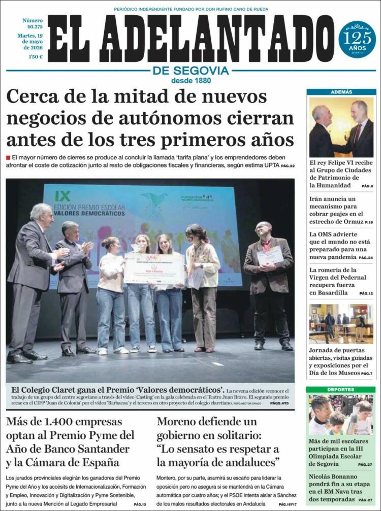 Portada de El Adelantado de Segovia (Espa&ntilde;a)