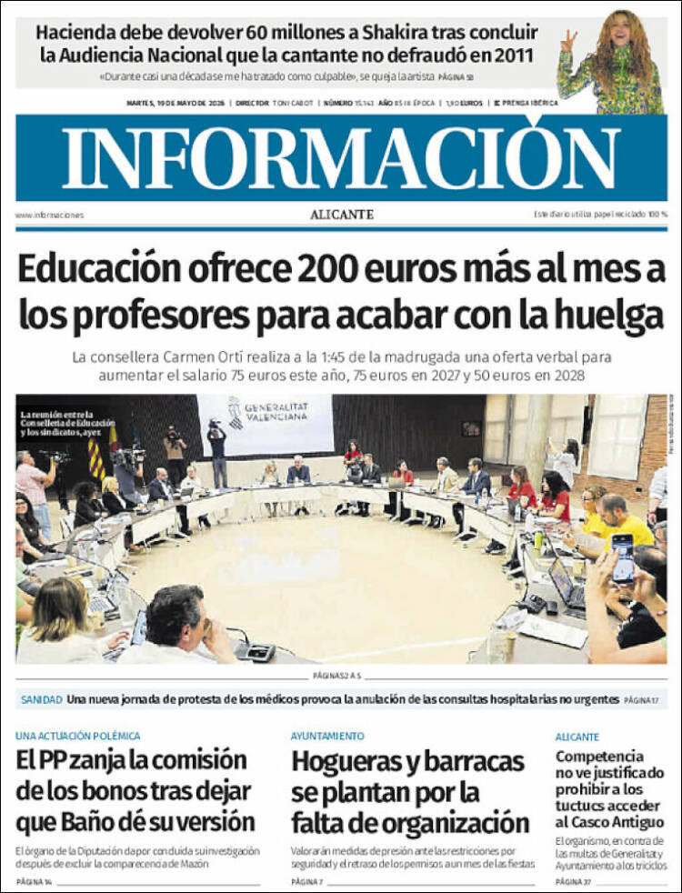 Portada de Diario Información (Espa&ntilde;a)