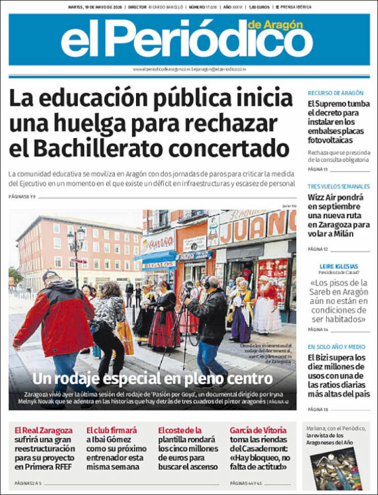 Portada de El Periódico de Aragón (Espa&ntilde;a)