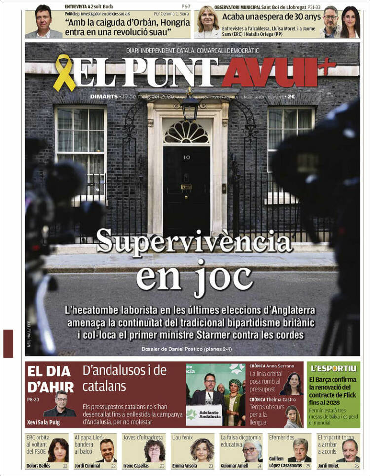 Portada de El Punt Avui (Espa&ntilde;a)