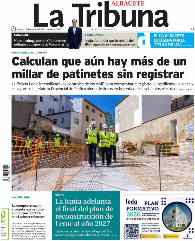 Portada de La Tribuna de Albacete (Espa&ntilde;a)