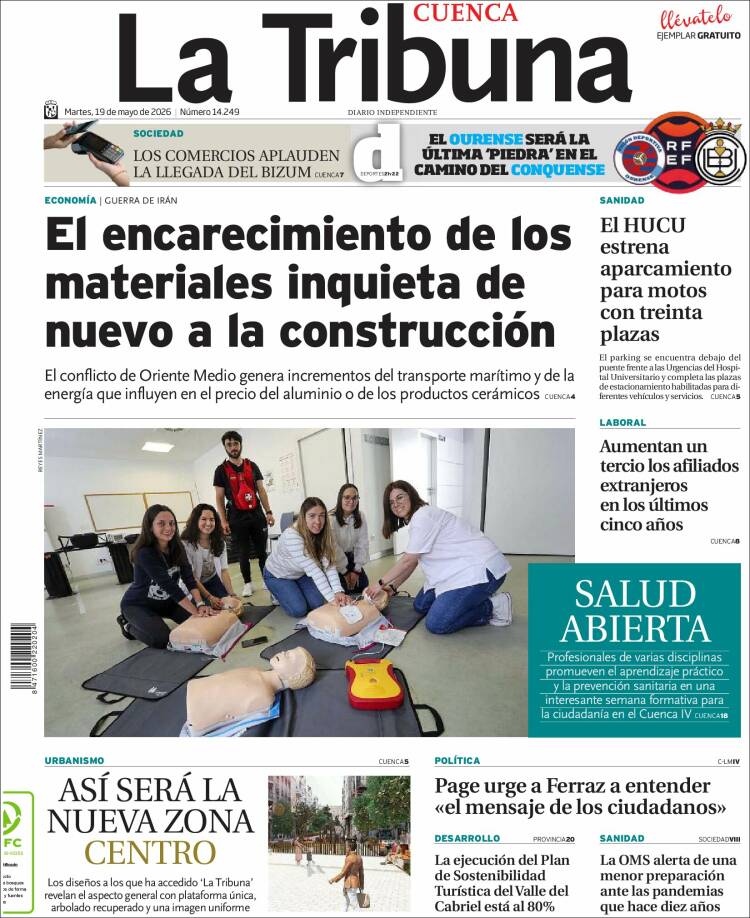 Portada de La Tribuna de Cuenca (Espa&ntilde;a)