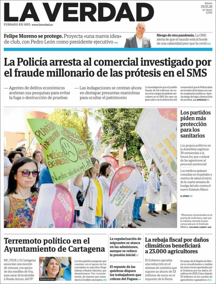Portada de La Verdad de Murcia (Espa&ntilde;a)