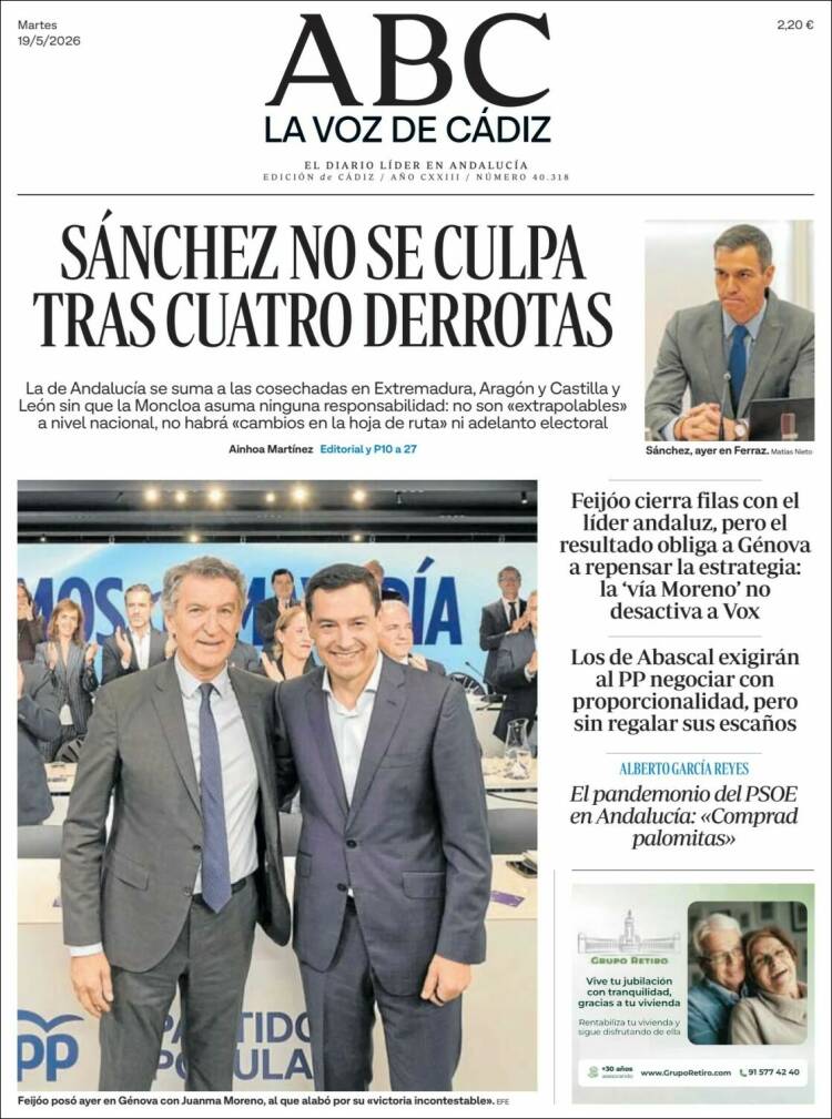 Portada de La Voz de Cádiz (Espa&ntilde;a)
