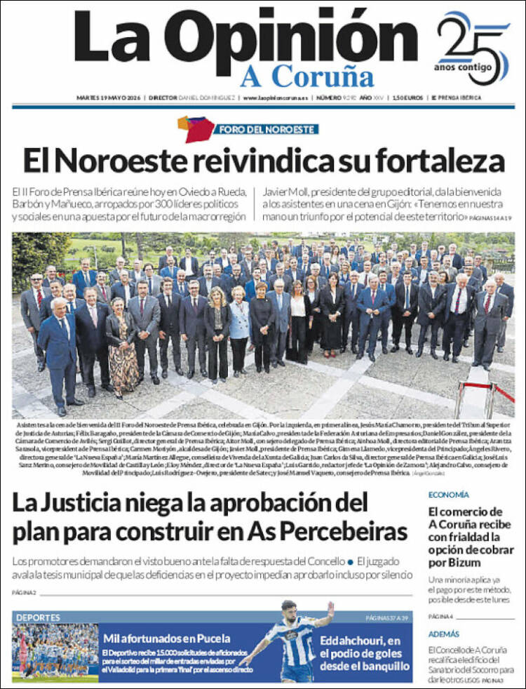 Portada de La Opinión de A Coruña (Espa&ntilde;a)