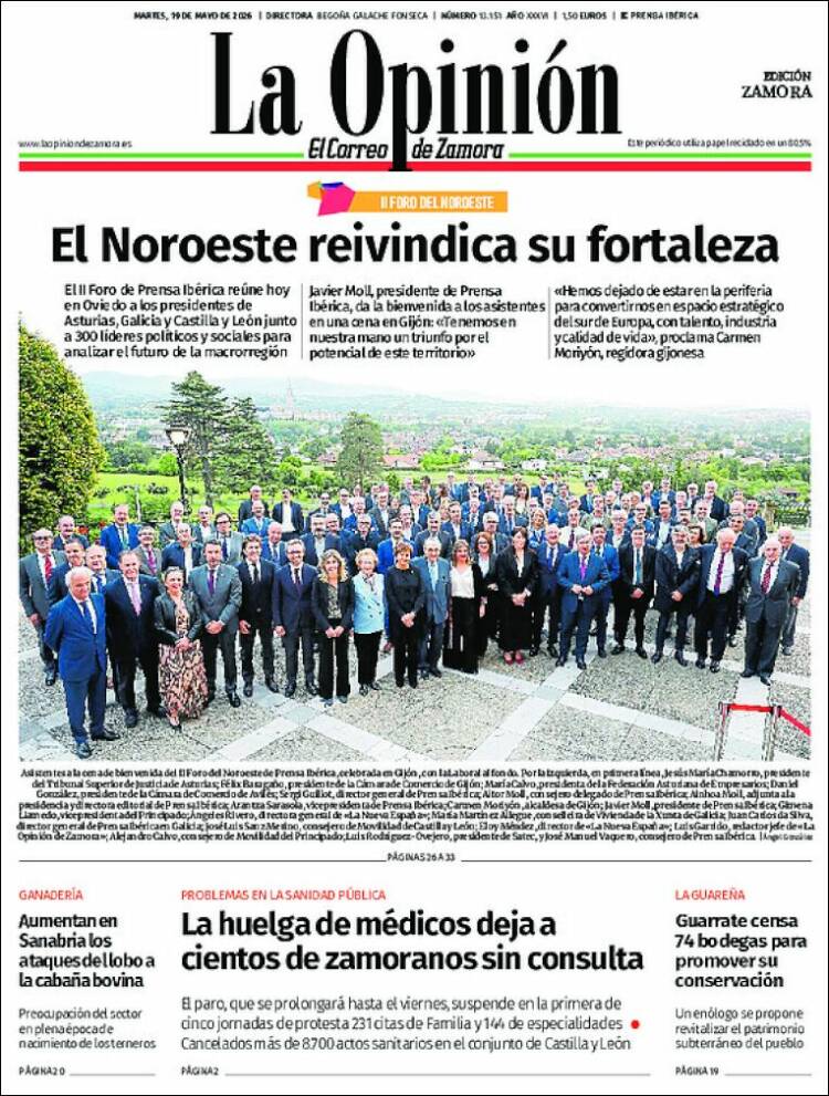 Portada de La Opinión - El Correo de Zamora (Espa&ntilde;a)