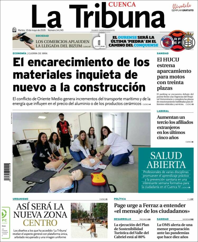 Portada de La Tribuna de Cuenca (Espa&ntilde;a)