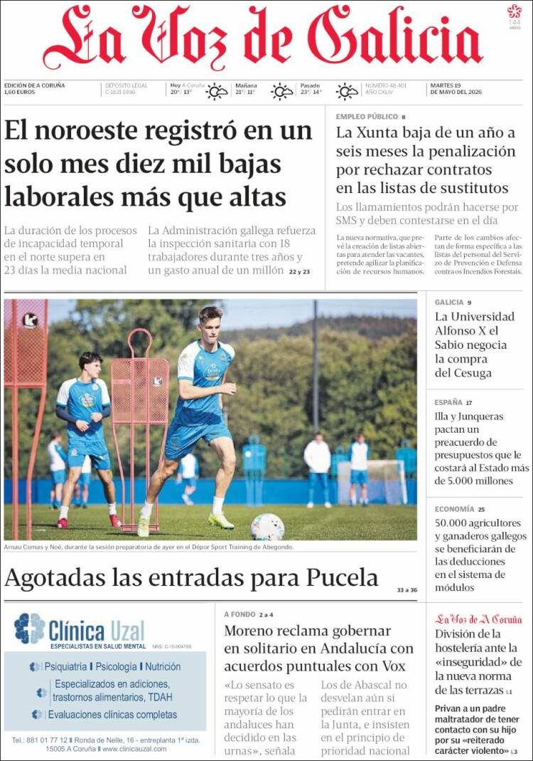 Portada de La Voz de Galicia (Espa&ntilde;a)