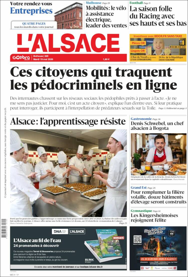 Portada de Journal L'Alsace (Francia)
