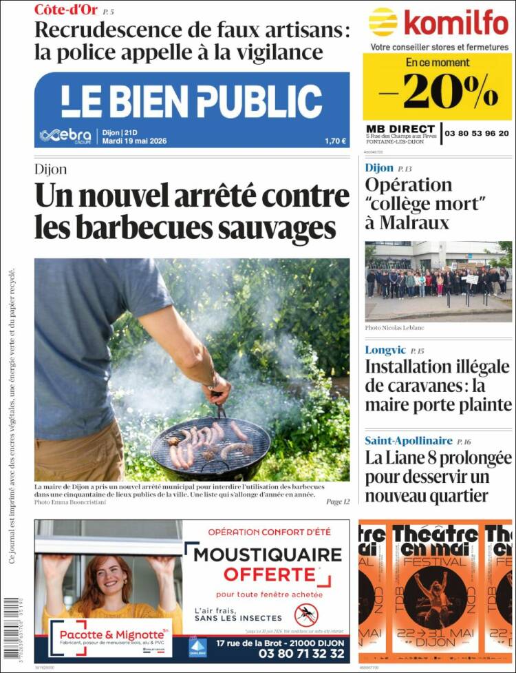 Portada de Le Bien Public (Francia)
