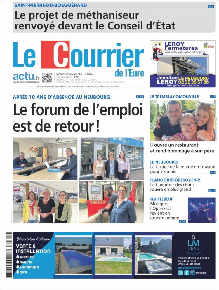 Portada de Le Courrier de l'Ouest (Francia)