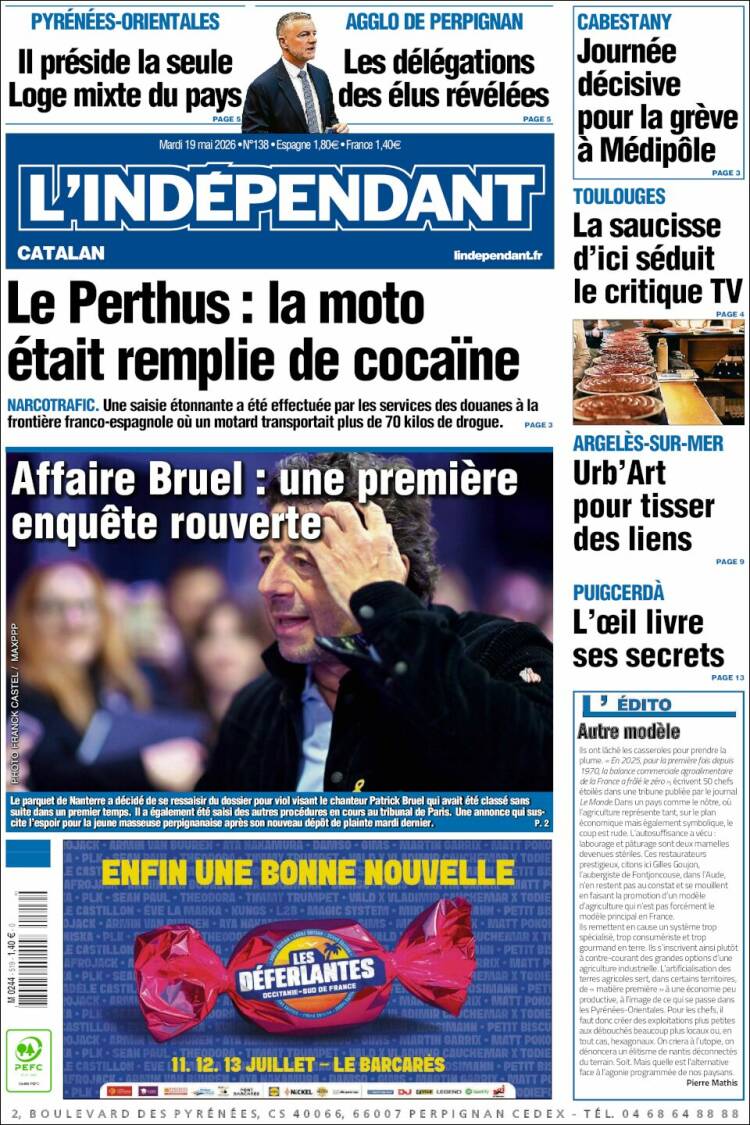 Portada de Le Indépendant (Francia)
