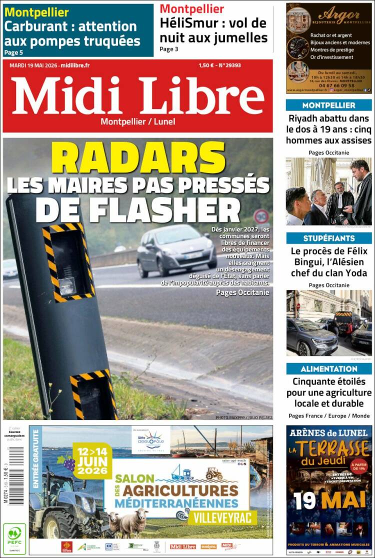 Portada de Midi Libre (Francia)