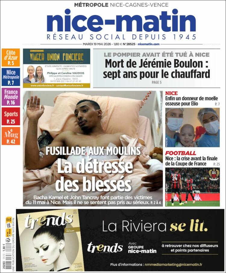 Portada de Nice-Matin (Francia)