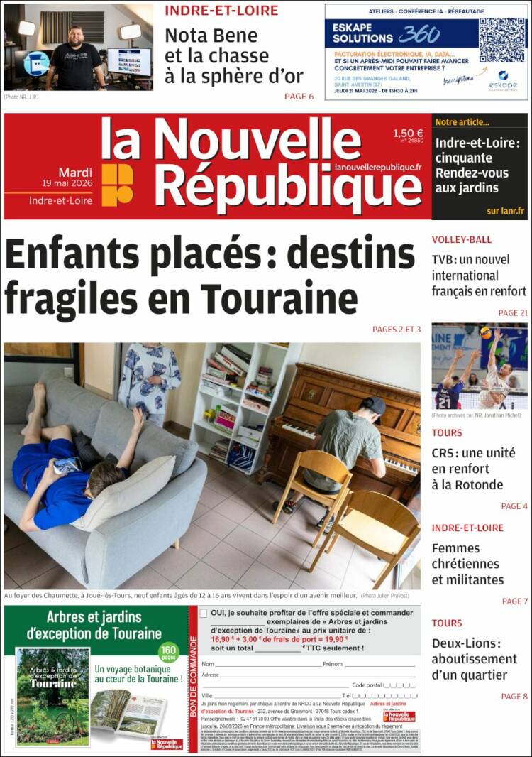 Portada de La Nouvelle Republique (Francia)