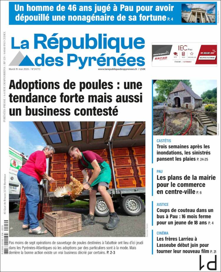 Portada de La République des Pyrénées (Francia)