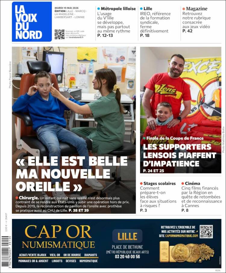 Portada de La Voix du Nord (Francia)
