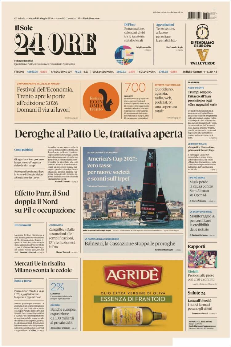 Portada de Il Sole 24 ORE (Italia)