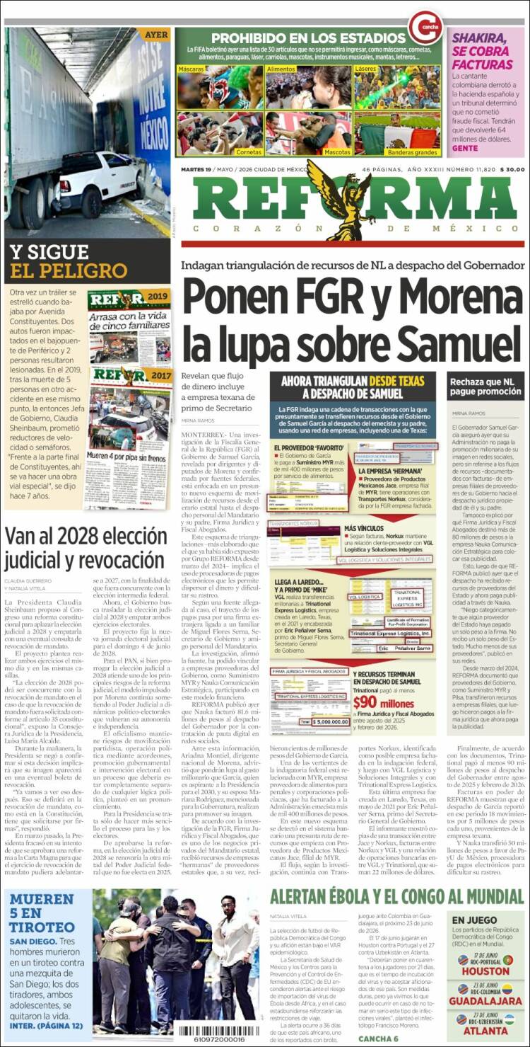 Portada de Reforma (M&eacute;xico)