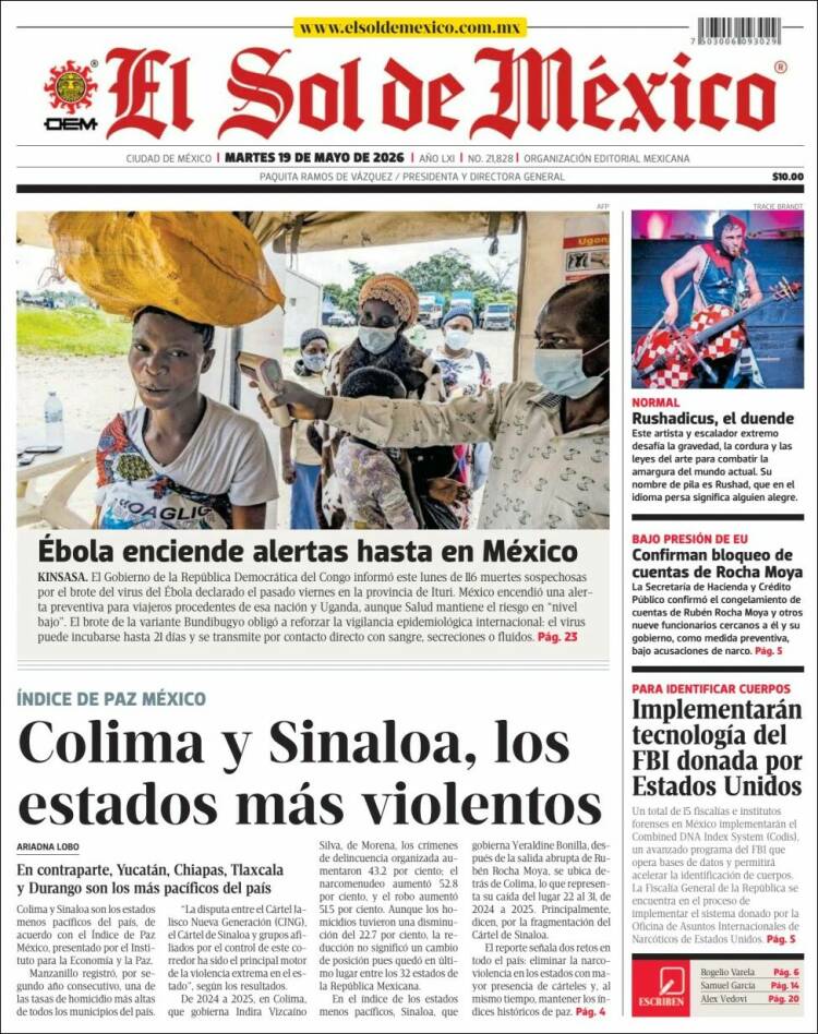 Portada de El Sol de México (M&eacute;xico)