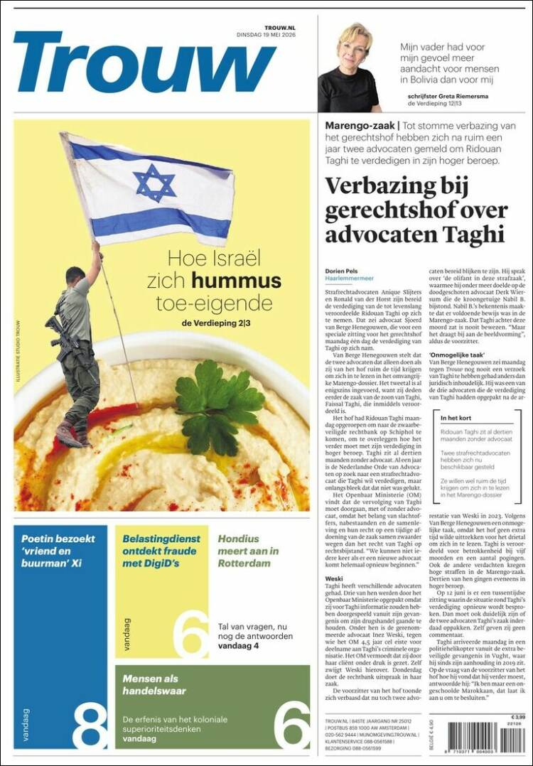 Portada de Trouw (Pa&iacute;ses Bajos)