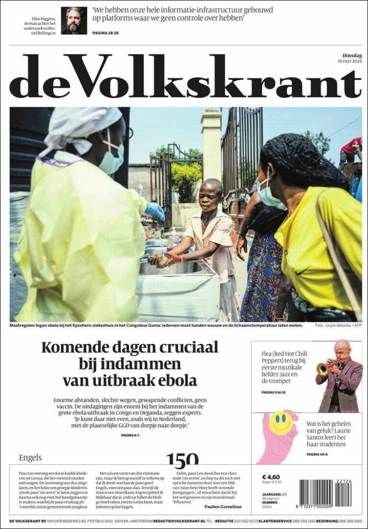 Portada de De Volkskrant (Pa&iacute;ses Bajos)