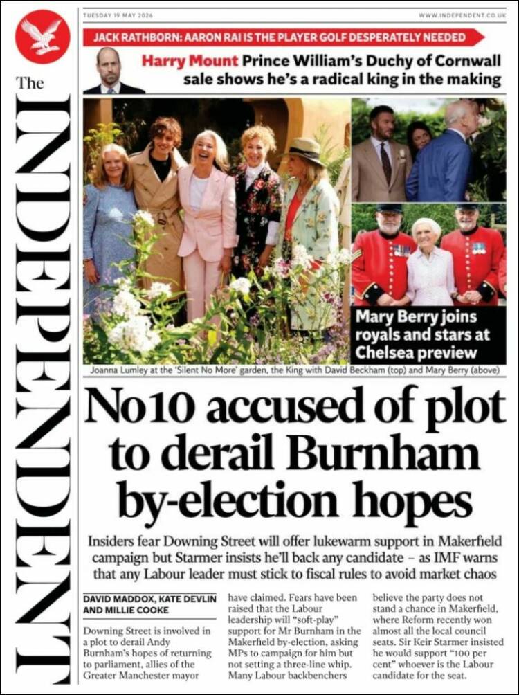 Portada de The Independent (Reino Unido)