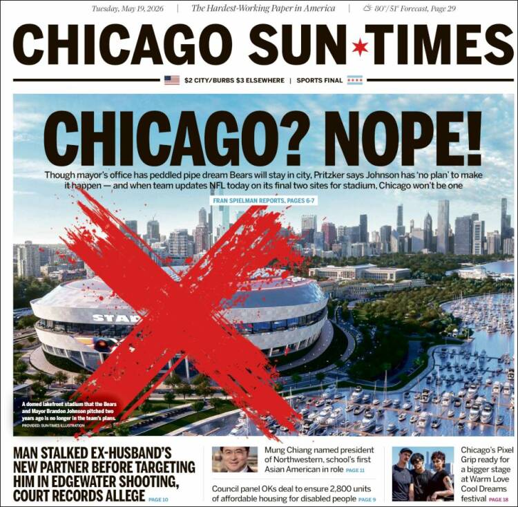 Portada de Chicago Sun-Times (USA)