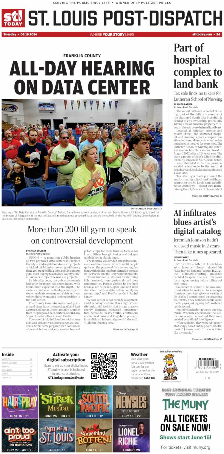 Portada de St. Louis Post-Dispatch (USA)