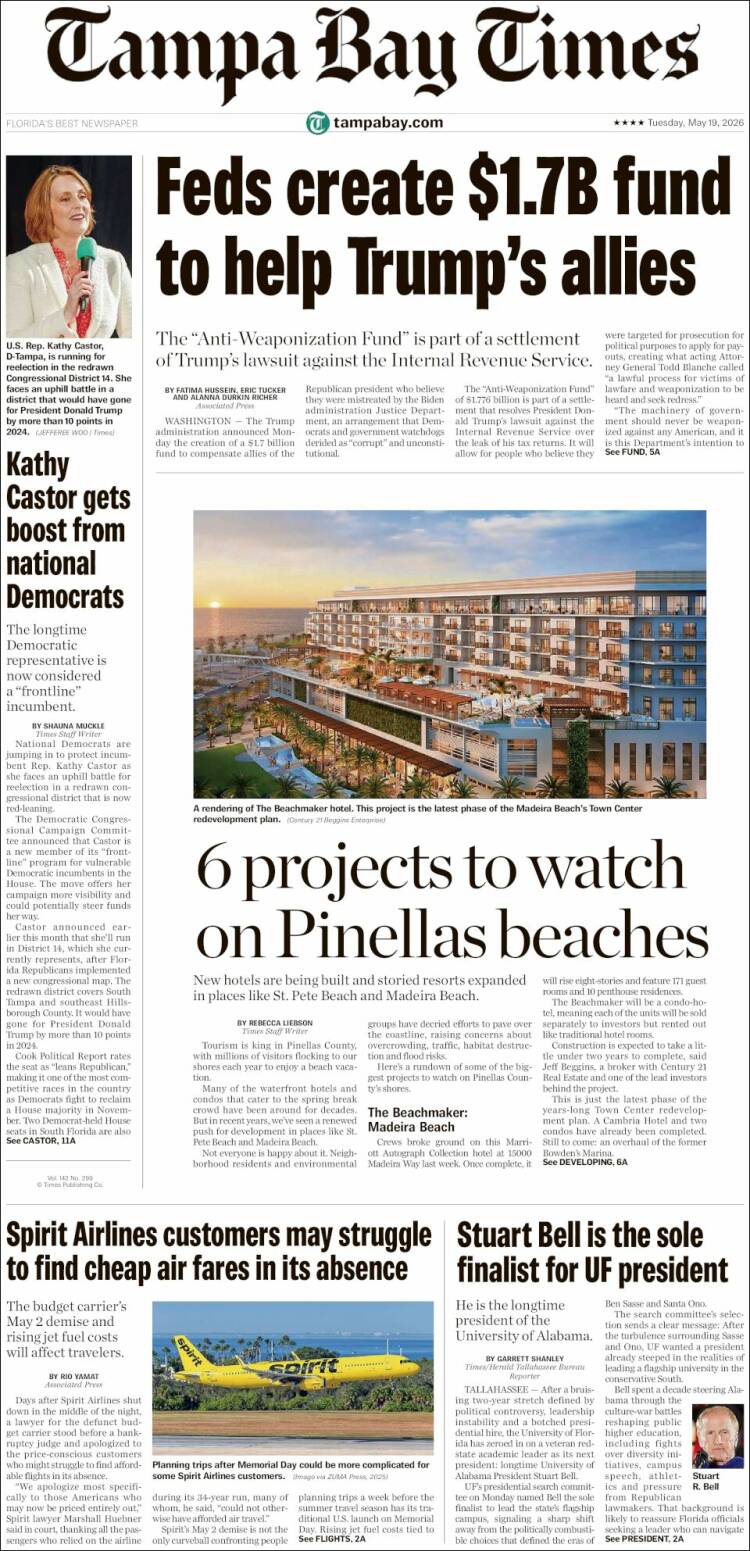 Portada de Tampa Bay Times (USA)