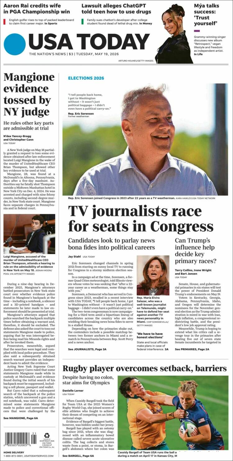 Portada de USA Today (USA)