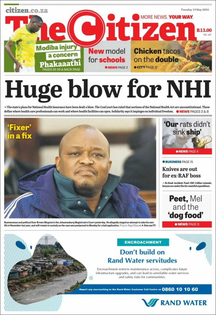 Portada de The Citizen (Sud&aacute;frica)
