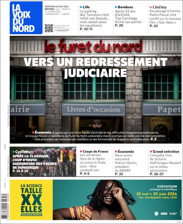 Portada de La Voix du Nord (Francia)