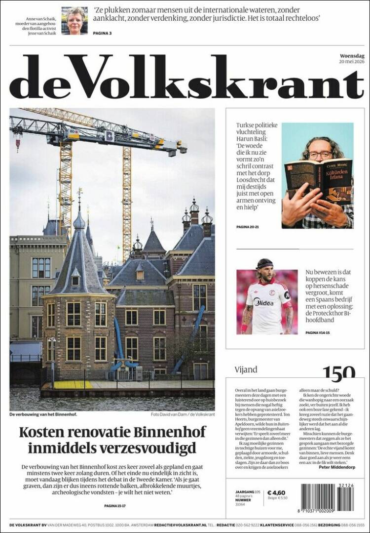 Portada de De Volkskrant (Pa&iacute;ses Bajos)