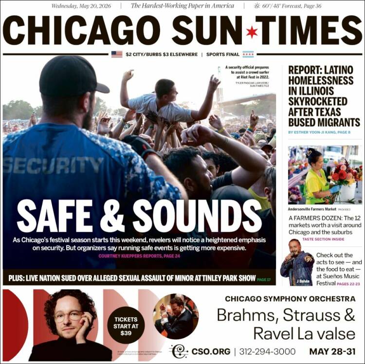 Portada de Chicago Sun-Times (USA)