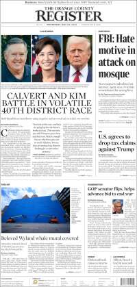 Portada de The Orange County Register (USA)