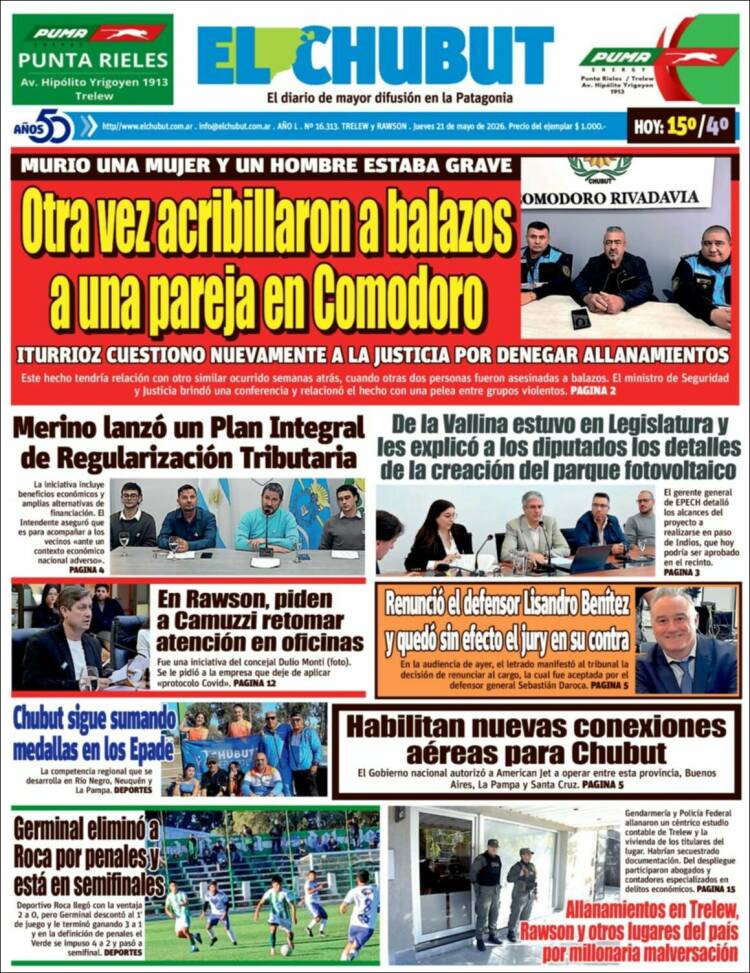 Portada de El Chubut (Argentina)