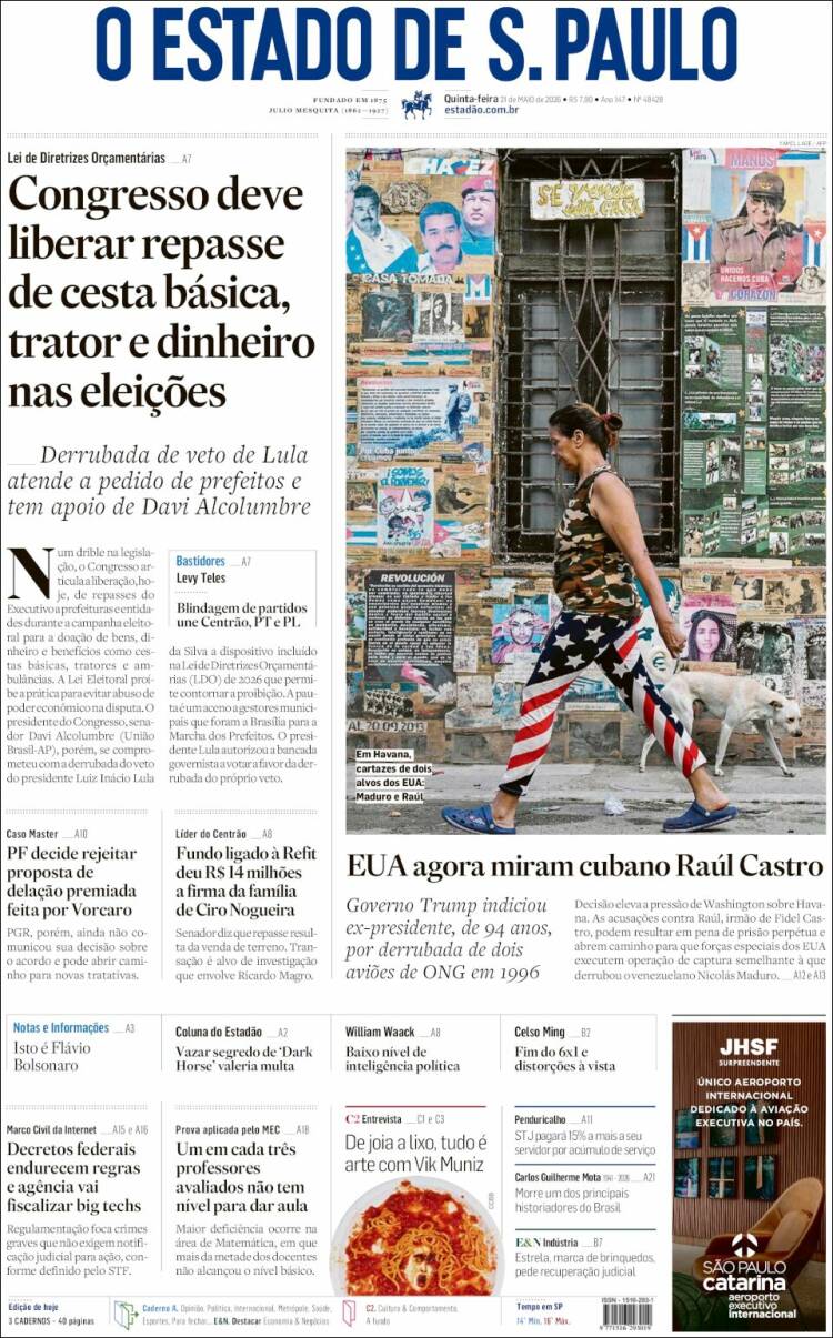 Portada de O Estado de São Paulo (Brasil)