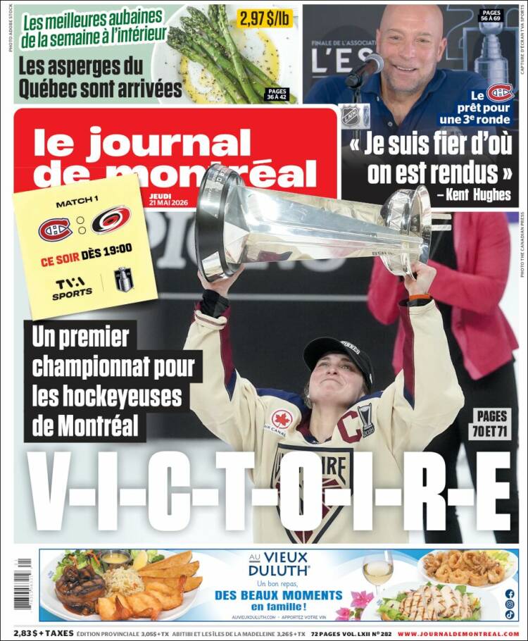 Portada de Le Journal de Montréal (Canad&aacute;)