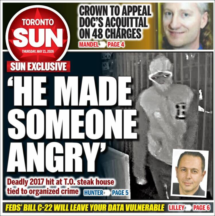 Portada de The Toronto Sun (Canad&aacute;)