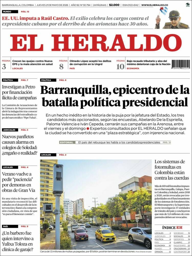 Portada de El Heraldo (Colombia)