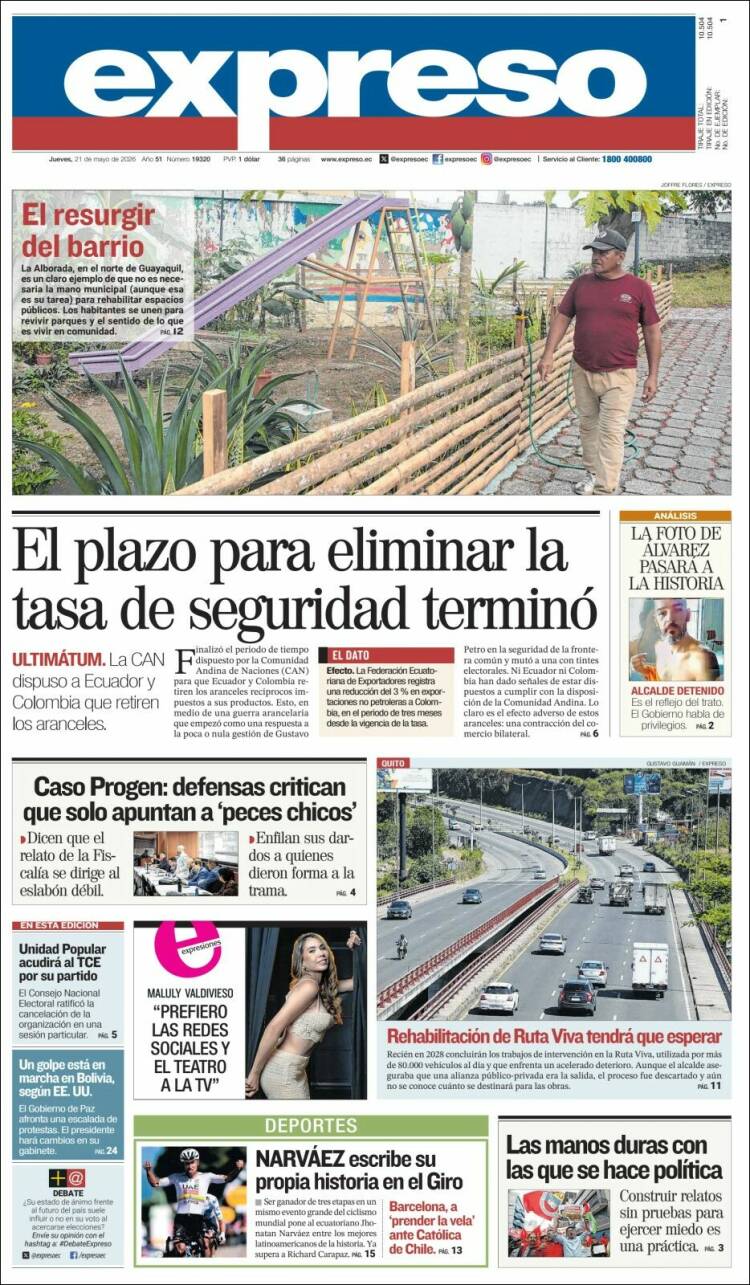 Portada de Expreso (Ecuador)