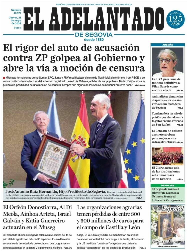Portada de El Adelantado de Segovia (Espa&ntilde;a)