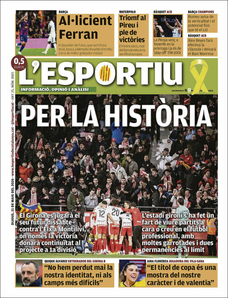 Portada de L'Esportiu (Espa&ntilde;a)