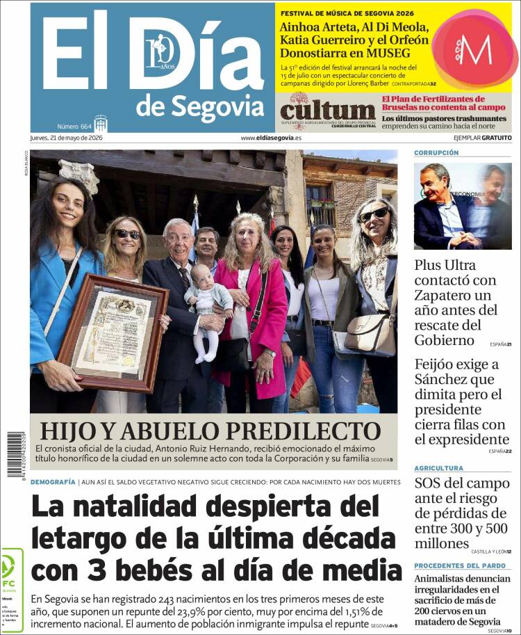 Portada de El Día de Segovia (Espa&ntilde;a)