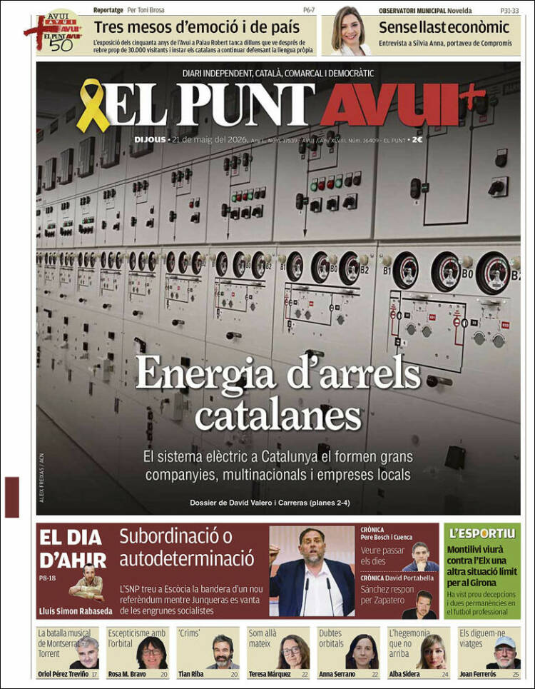 Portada de El Punt Avui (Espa&ntilde;a)