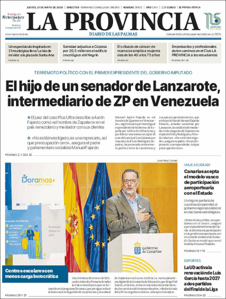 Portada de La Provincia (Espa&ntilde;a)